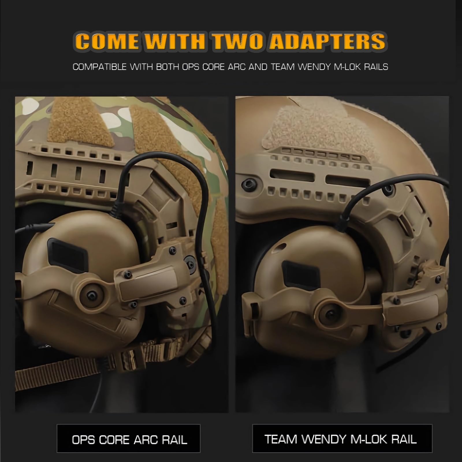 Zestaw Adapterów Do Hełmów Taktycznych ARC Rail, Zestaw Montażowy Do Szyny Z Obrotem 360° Do Gier Airsoft, Ochrona Słuchu, Akcesoria Do Montażu Na Hełmie