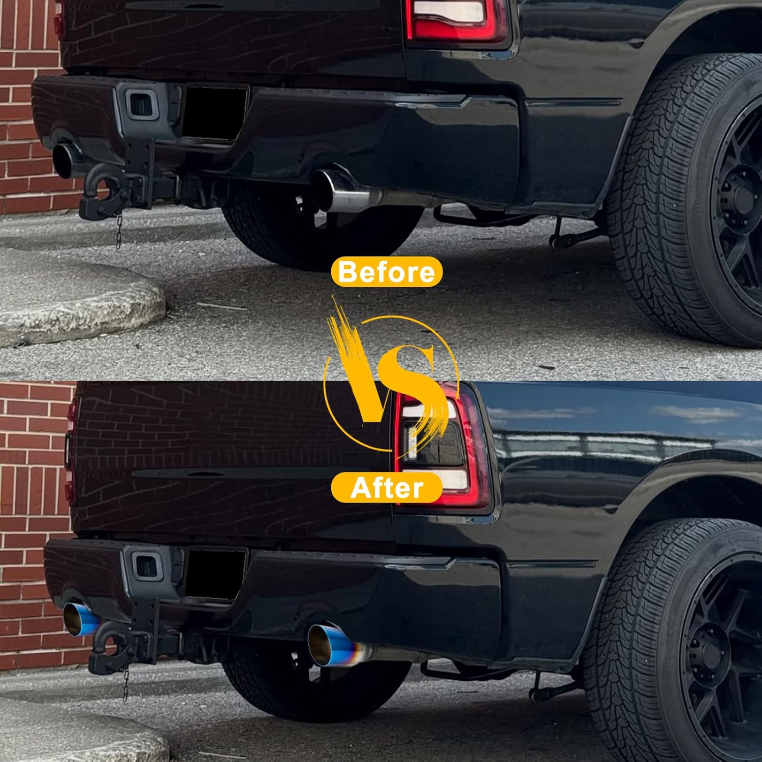 KHK 2.5" to 3.5" Exhaust Tip - 7.75" Long Diesel Exhaust Tips,2.5" Inlet 3.5" Outlet Stainless Steel Bolt-On Angle Cut Truck Tailtip, Universal Fit for Trucks & Cars -Blue Polished(Pack of 2)