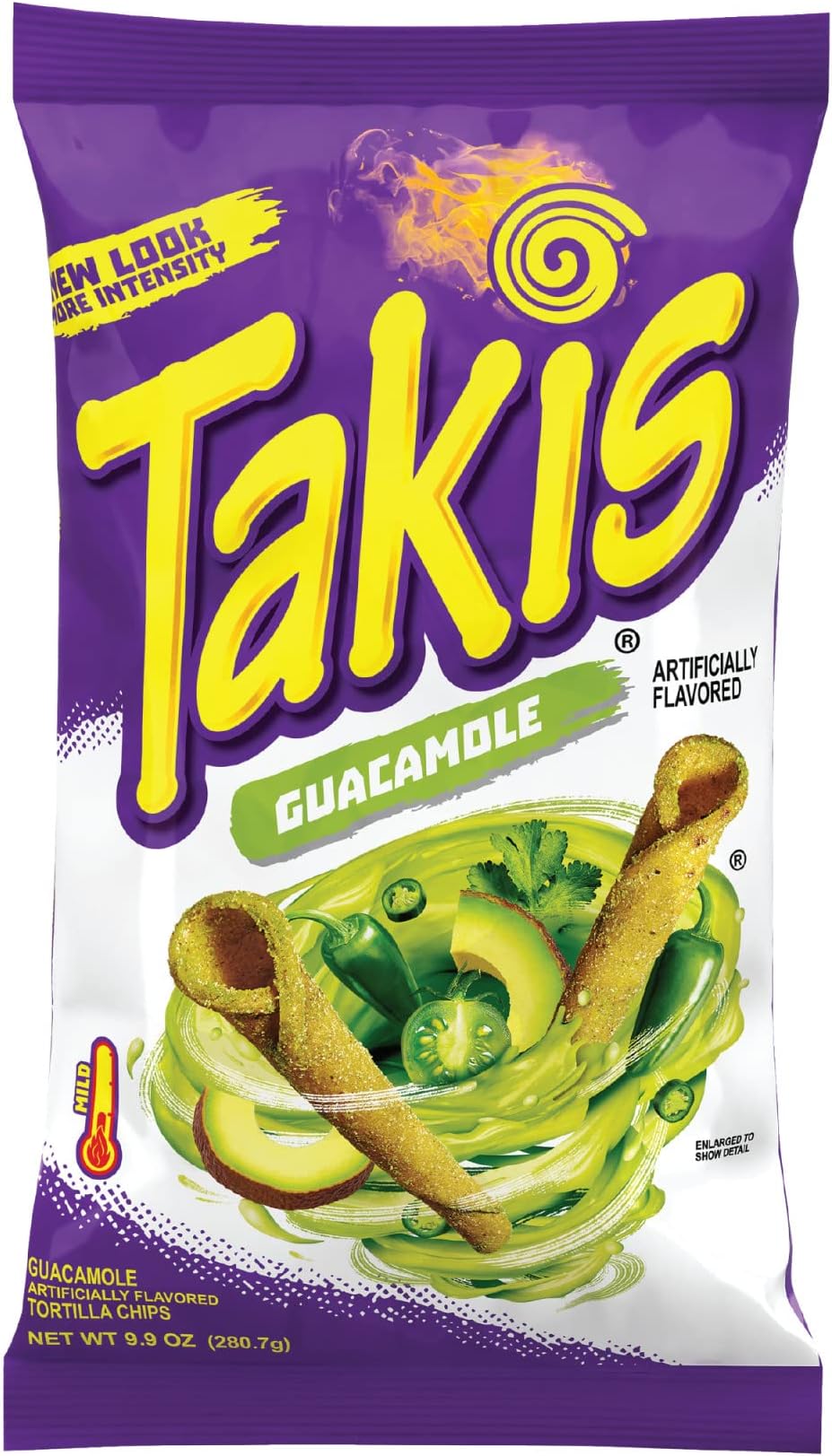 Takis Guacamole Rolled Tortilla Chips, Guacamole Artificially Flavored, 9.9 Ounce Bag
