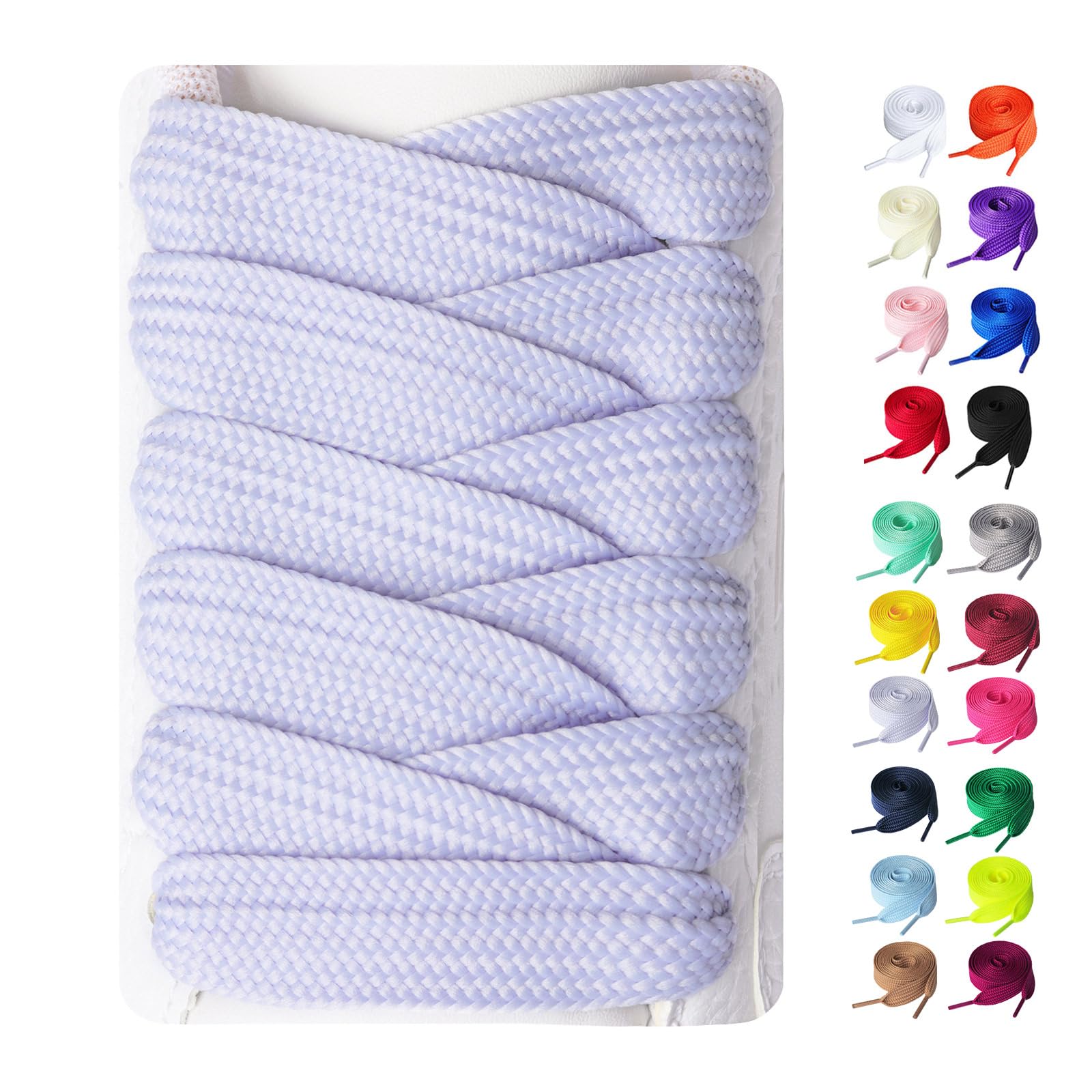 Booyckiy 2 Pairs Fat Sneakers Shoe Laces, 15mm Wide Athletic Shoelaces