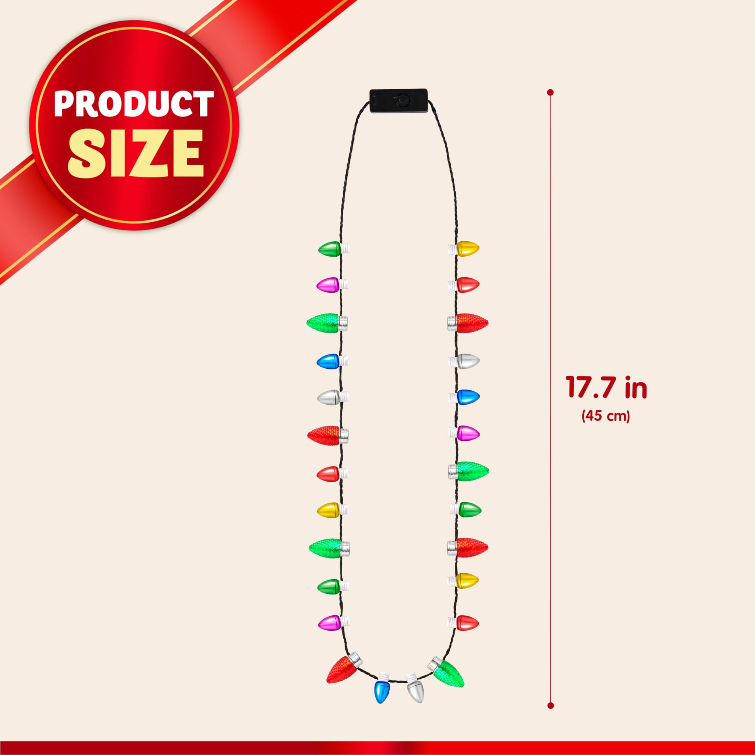 JOYIN Świąteczny mini naszyjnik z żarówkami LED, 4 sztuki, z 26 perłami i 8 świecącymi koralikami z 3 trybami oświetlenia, świecące naszyjniki na Boże Narodzenie (4 sztuki)