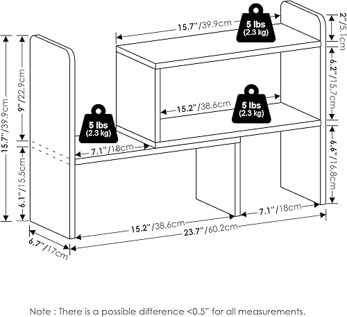 Vista 72 de Furinno Hermite - Estantería organizadora para escritorio, color espresso