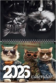 猫カレンダー 2026年 Whimsical Cat マンスリーカレンダー 12か月 2026年1月~12月 ツインワイヤーバインディング付きスケジュール管理 壁 オフィス ファミリー ホーム 学校 プランナー オーガナイザー