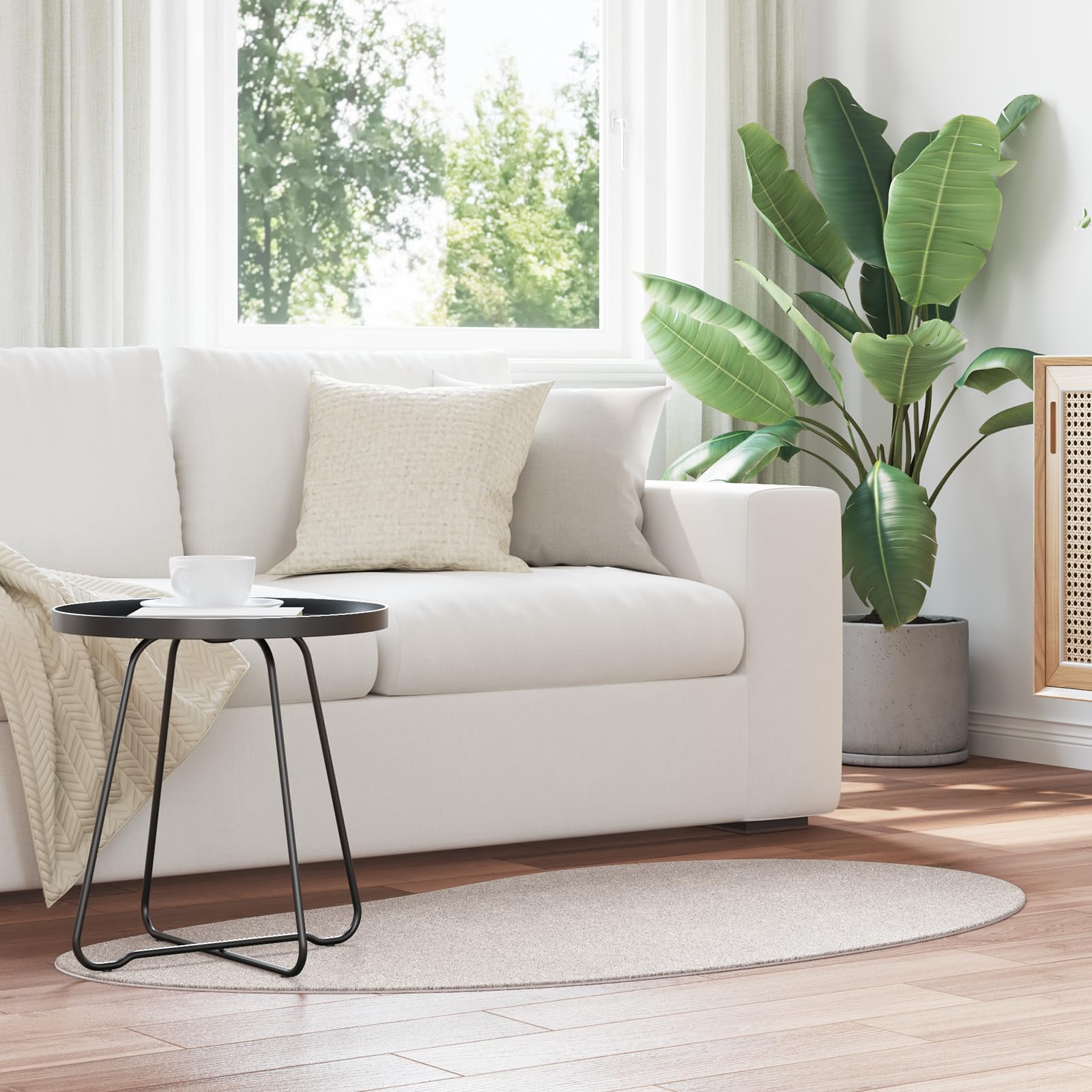 Tapis ovale chambre minimaliste et doux pour réveiller vos matins