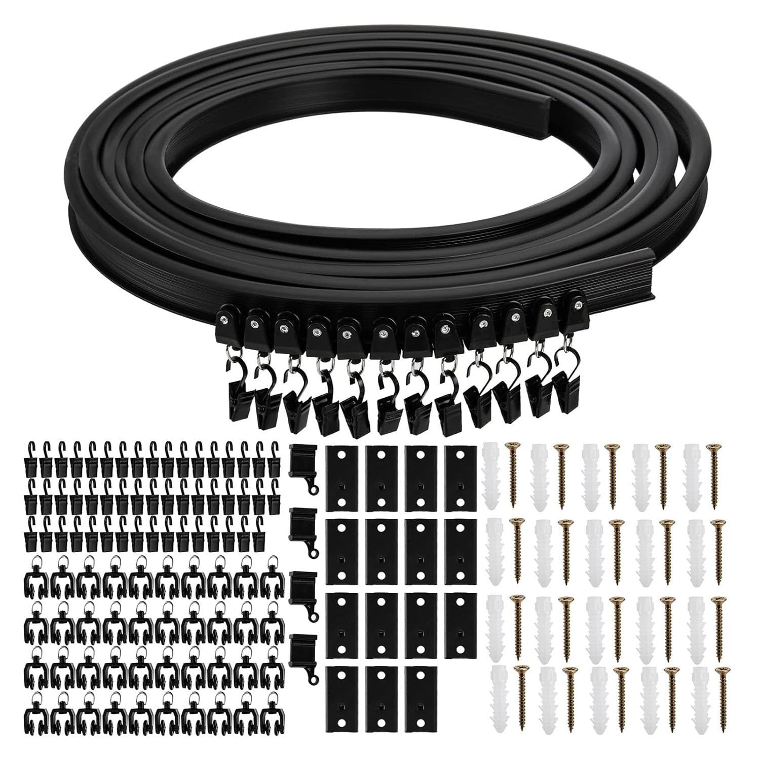 GLDYTVF 1m 2m 5m Flexible Curtain Track Curved Ceiling Rail Adjustable Plastic Drapery Rod for Curtains Room Dividers Balconies Offices - Side 2.0m