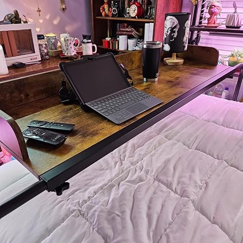Miniatura 4 de Mesa de cama con ruedas de 360, escritorio de cama móvil de tamaño Queen, mesa reclinable sobre la cama mesa de altura y longitud ajustables con