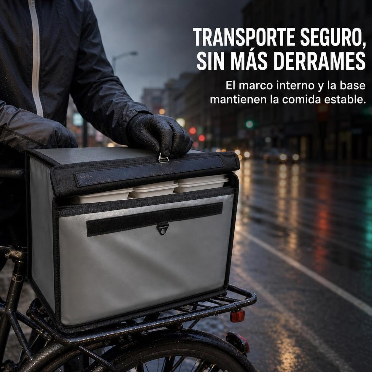 Mochila Entrega Comida Impermeable, Bolsa Térmica Aislada para Entrega, con Base, 30 litros (40 * 30 * 30cm)