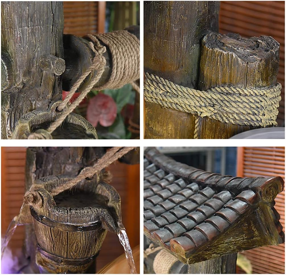 Indoor and outdoor floor water fountain 26 inches high cascading resin well rock for yard garden tabletop decoration