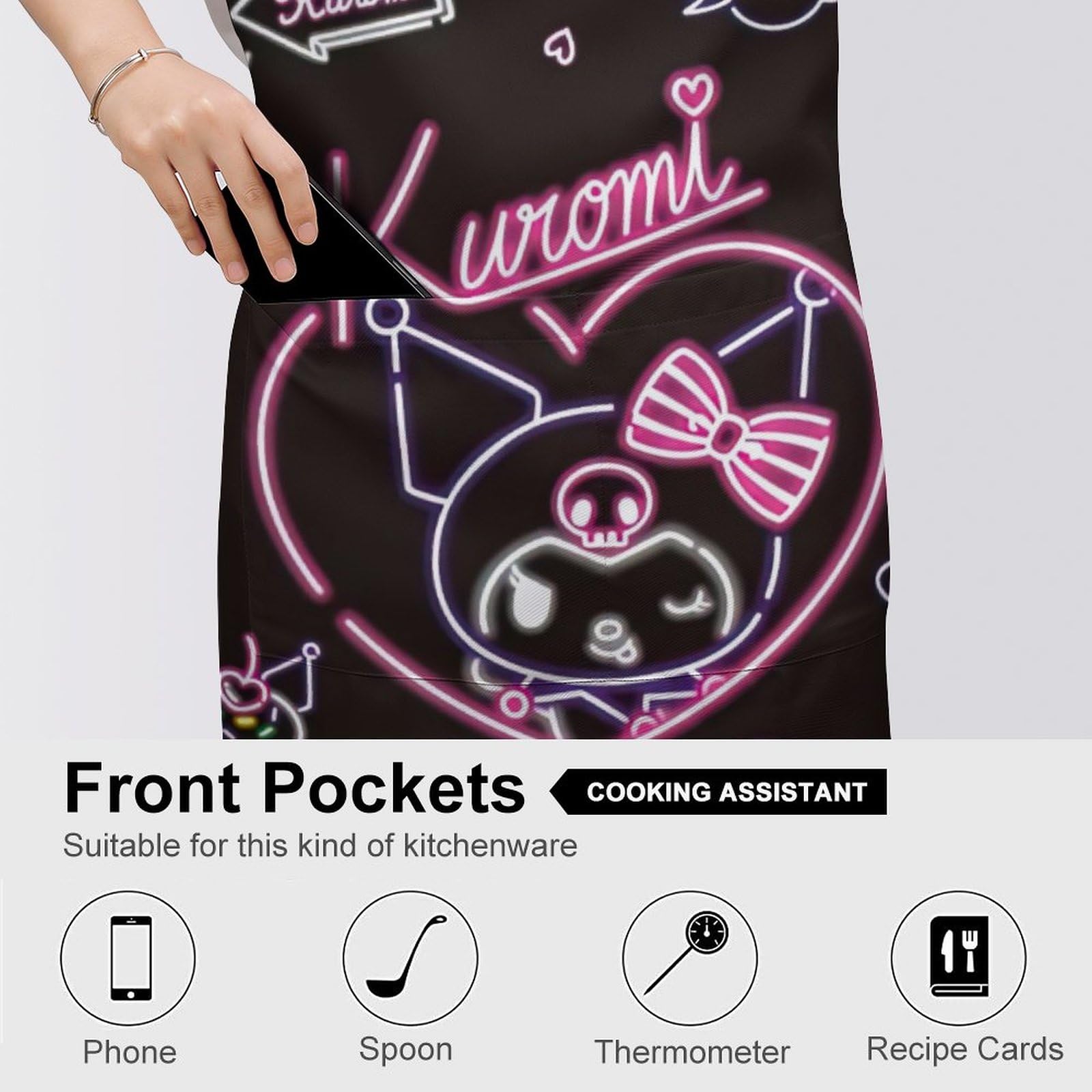Amazon｜クロミ ちゃん エプロン 北欧 ポケット付き 花柄 大人 カフェ
