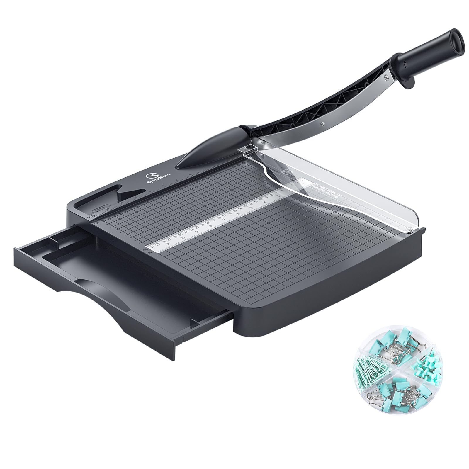 12 Inch Heavy Duty Paper Cutter, 12-16 Sheets Capacity Guillotine Paper Cutter & Paper Trimmer, Paper Cutting Board for Classroom, Crafting, Cardstock (Gray) image 1