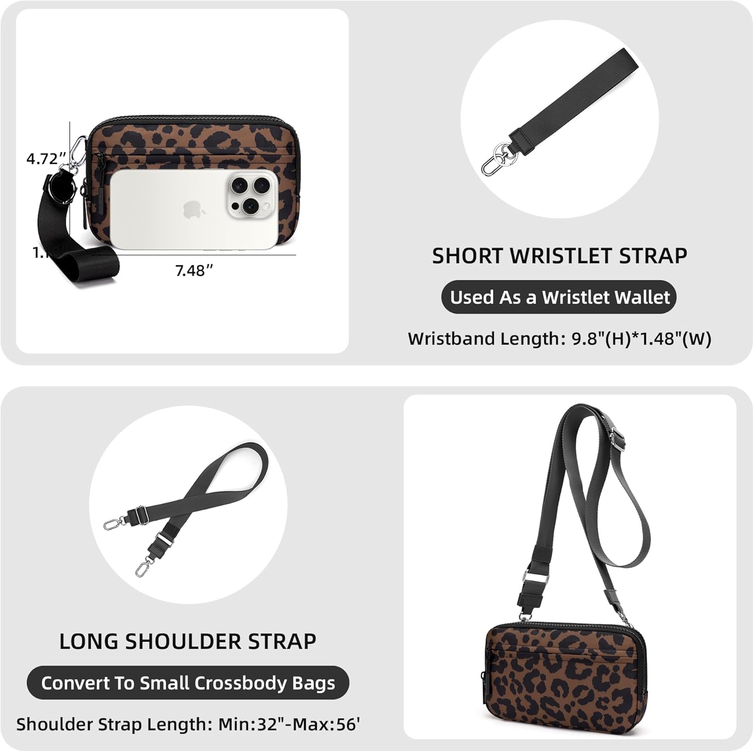 FODOKO Wristlet wallets for women Nylon Quilted Wallet with 4 Zippers,Travel Credit Card,Holder Cell Phone Organizer - Image 3