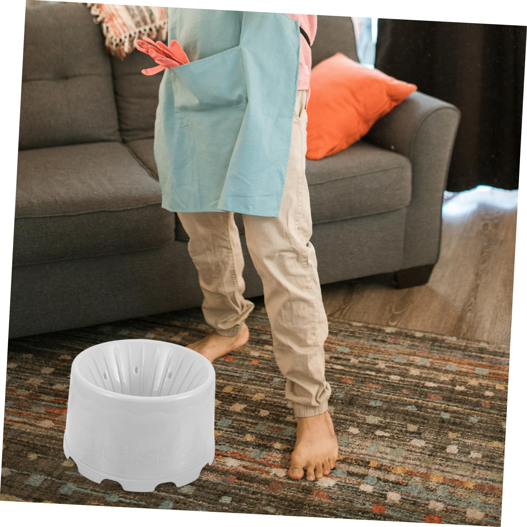 Cubo de Fregona de Plástico con Drenaje y Orificios Múltiples | Cesta de Secado para Mop, Uso en Baño, Diseño Multifunción para Vaciado de Agua
