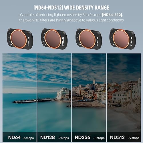 Miniatura 6 de REYGEAK Kit de filtros de lente ND variable Pocket 3 VND 2-32 (1-5 Stop) y VND 64-512 (6-9 Stops) Compatible con DJI Osmo Pocket 3, marco de