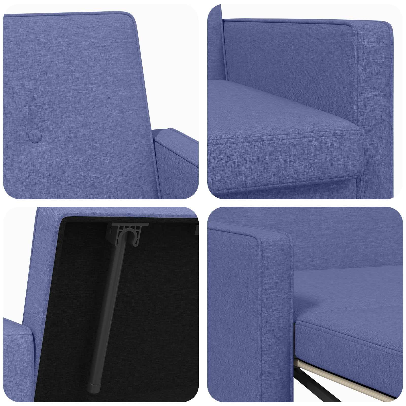 vidaXL Schlafsofa Ausziehbar Jeans blau Stoff, Modernes 2-Sitzer-Sofa, platzsparendes Ausziehbett, ausziehbares Möbelstück mit Verstellbarer Rückenlehne, Rahmen aus Holzwerkstoff