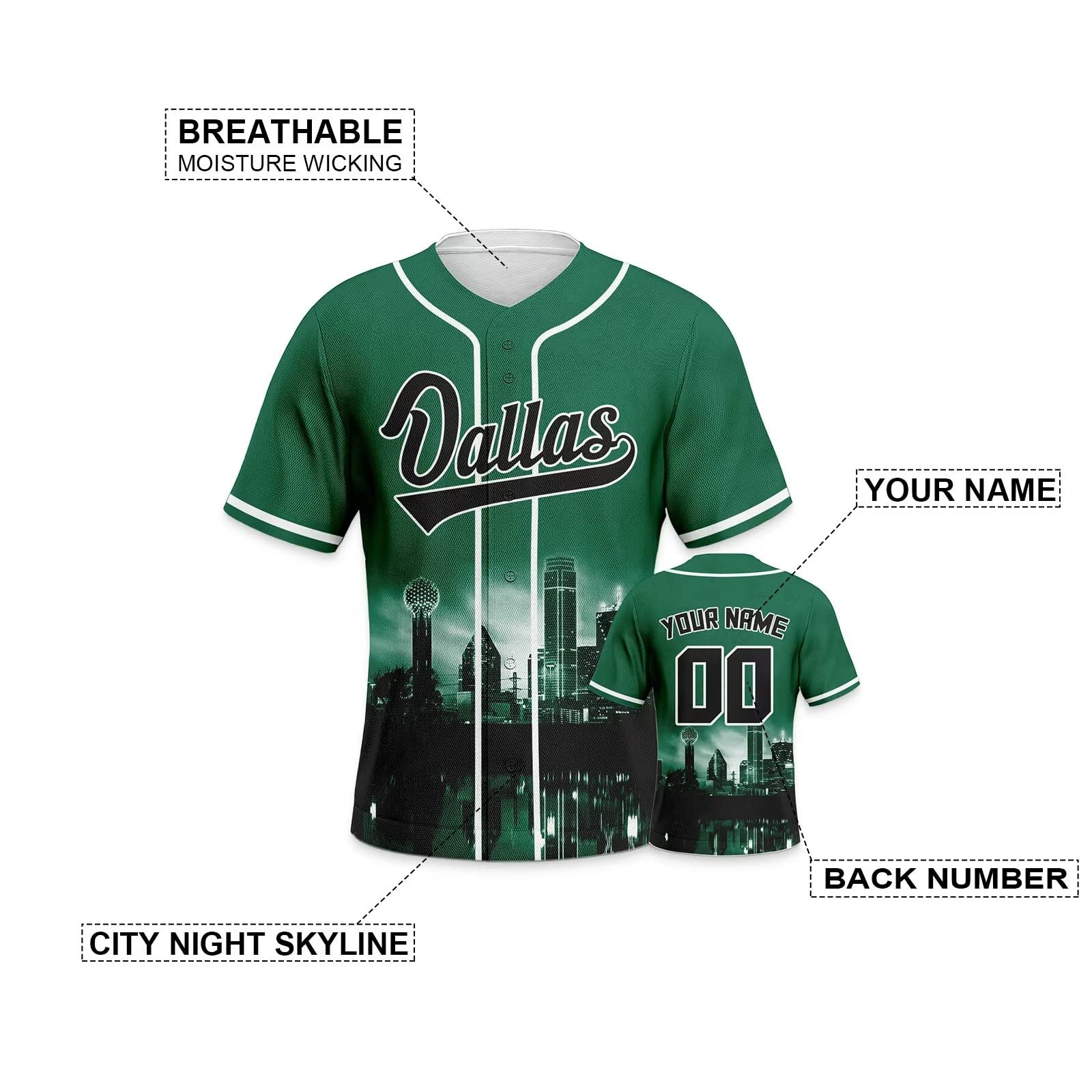 Custom Hockey City Night Skyline Baseball Jerseys Printed or Stitched Personalize Your Name& Number for Fans Gifts Jersey Men Women Youth S-5XL