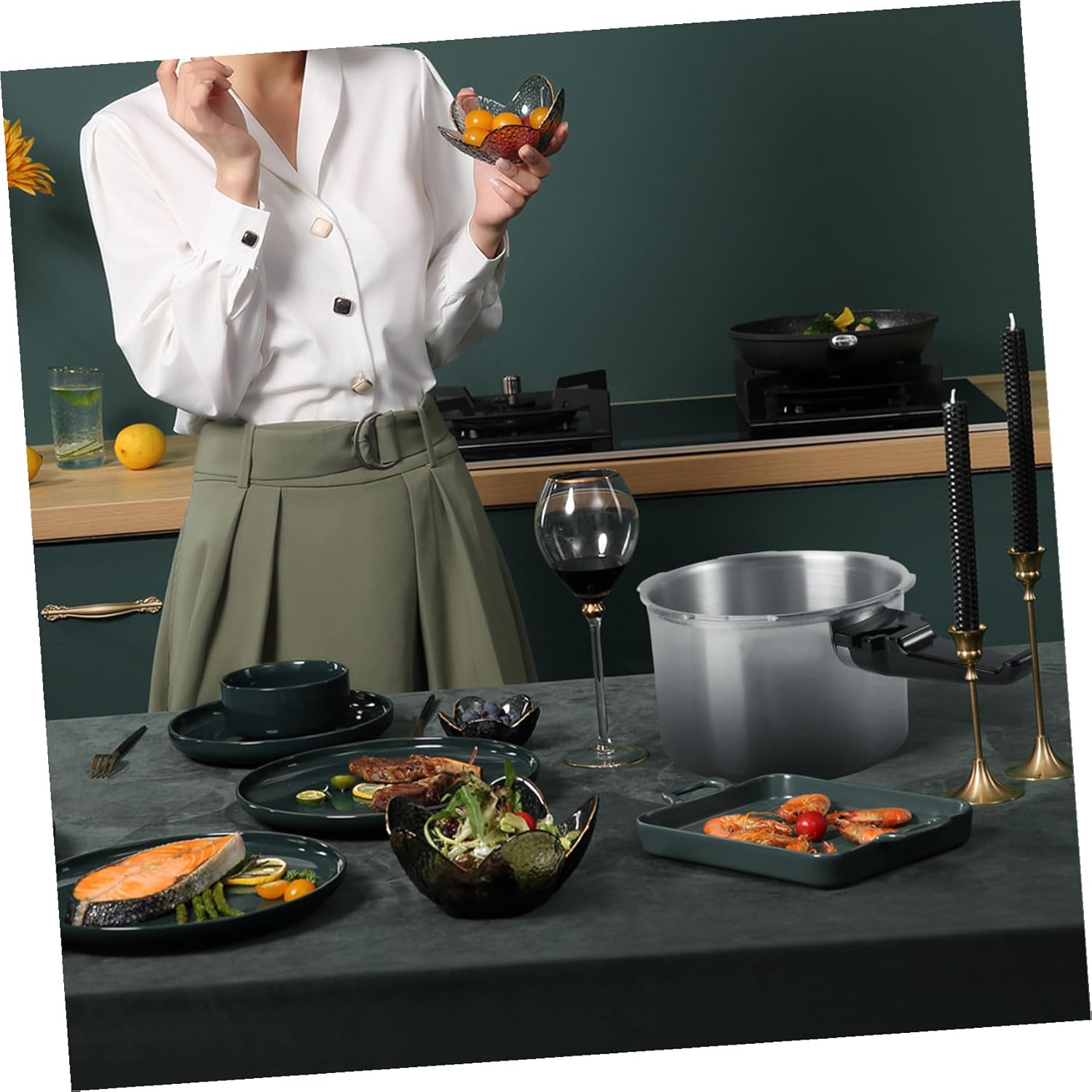 Mini Aluminum Pressure Cooker Pot for Home Use Thickened Silver Cooking Pot Compatible with Gas and Induction Cookers for Steaming and Boiling