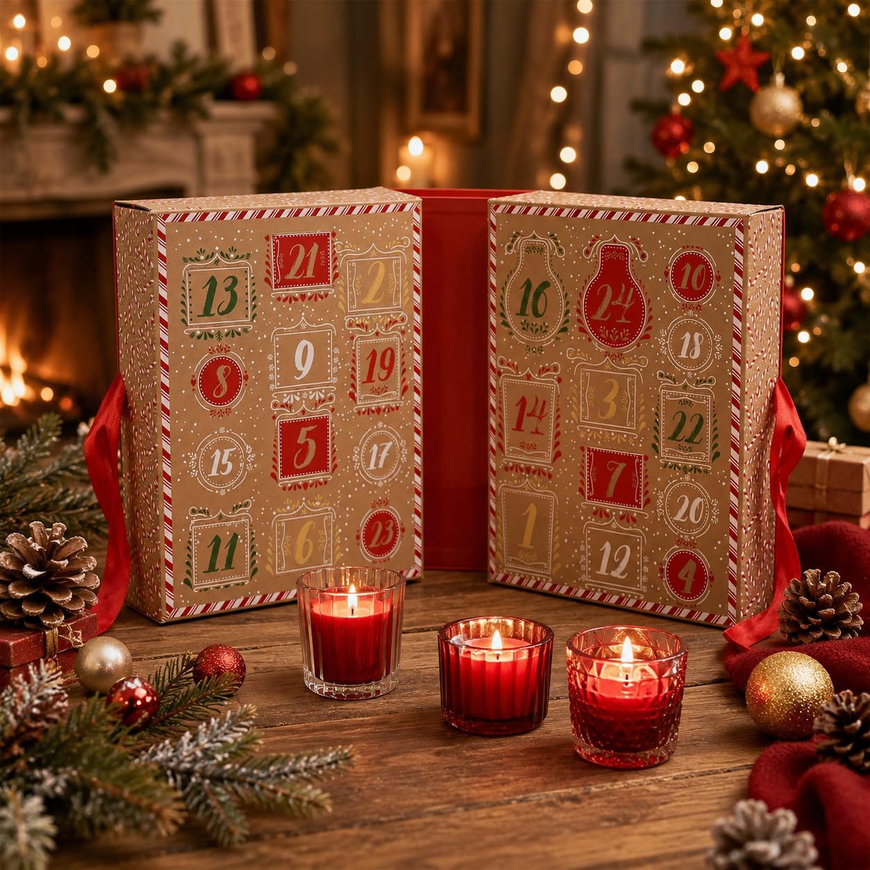 Calendario dell’Avvento con Candele Profumate – 24 Candele & Decorazioni Natalizie – Calendario dell’Avvento di Lusso per Donne – Idea Regalo di Natale – Idea Regalo di Natale