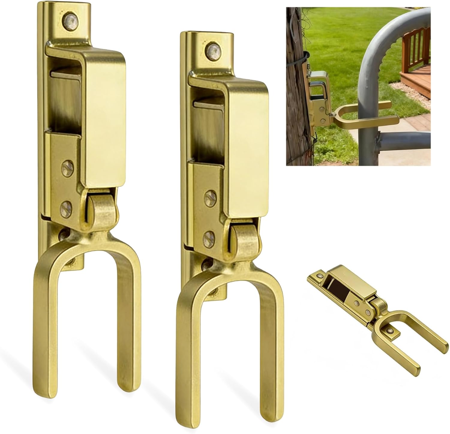 Instant Locking Gate Latch - Heavy Duty & Rust-Resistant Steel &One-Hand Automatic Spring Lock Farm Gate Latch with for Outdoor Fence or Metal Gates of Farm Ranch Backyard (2 PCS)