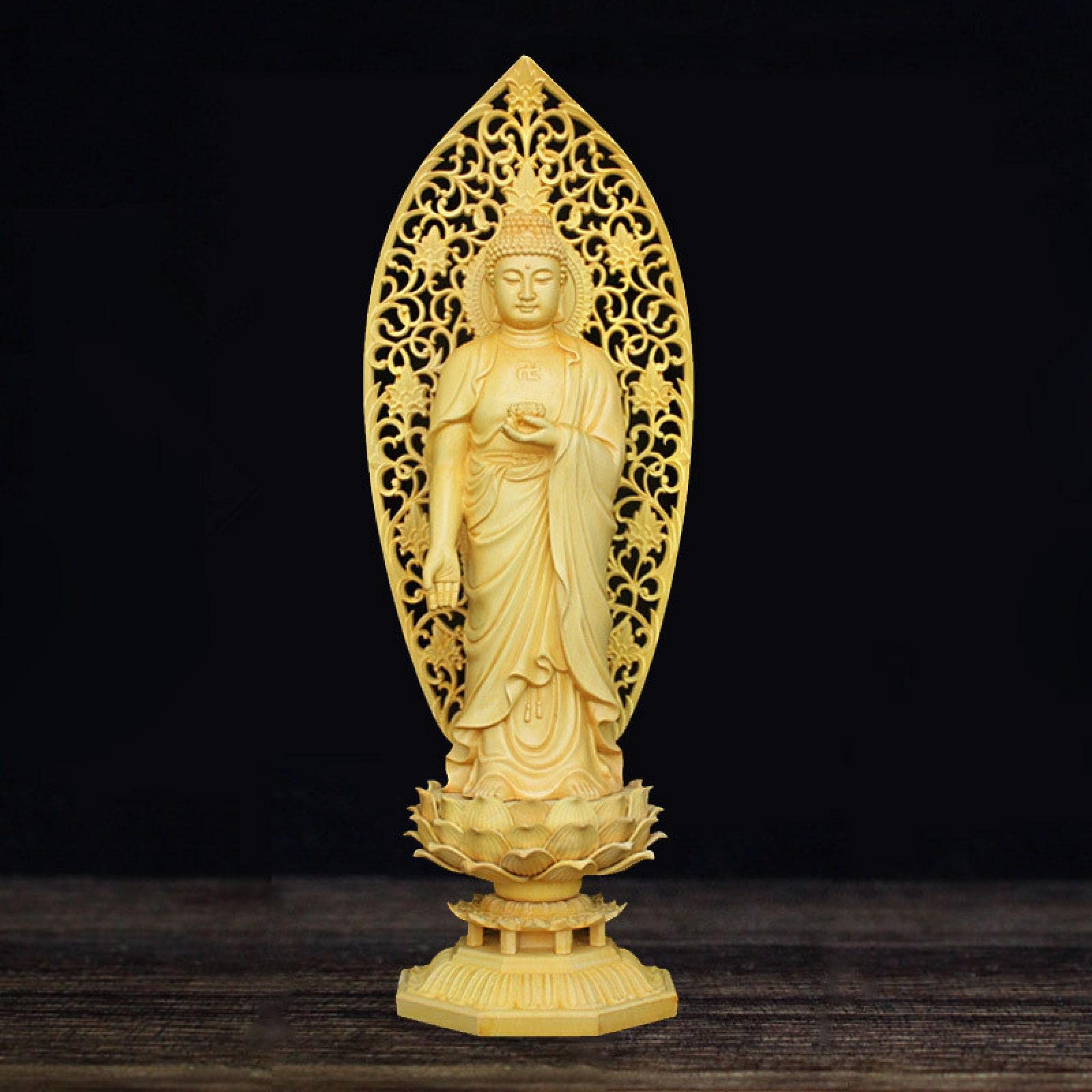 Amazon｜仏像彫刻寺院仏堂供養木製品工芸品置物西方三聖【大勢至菩薩 
