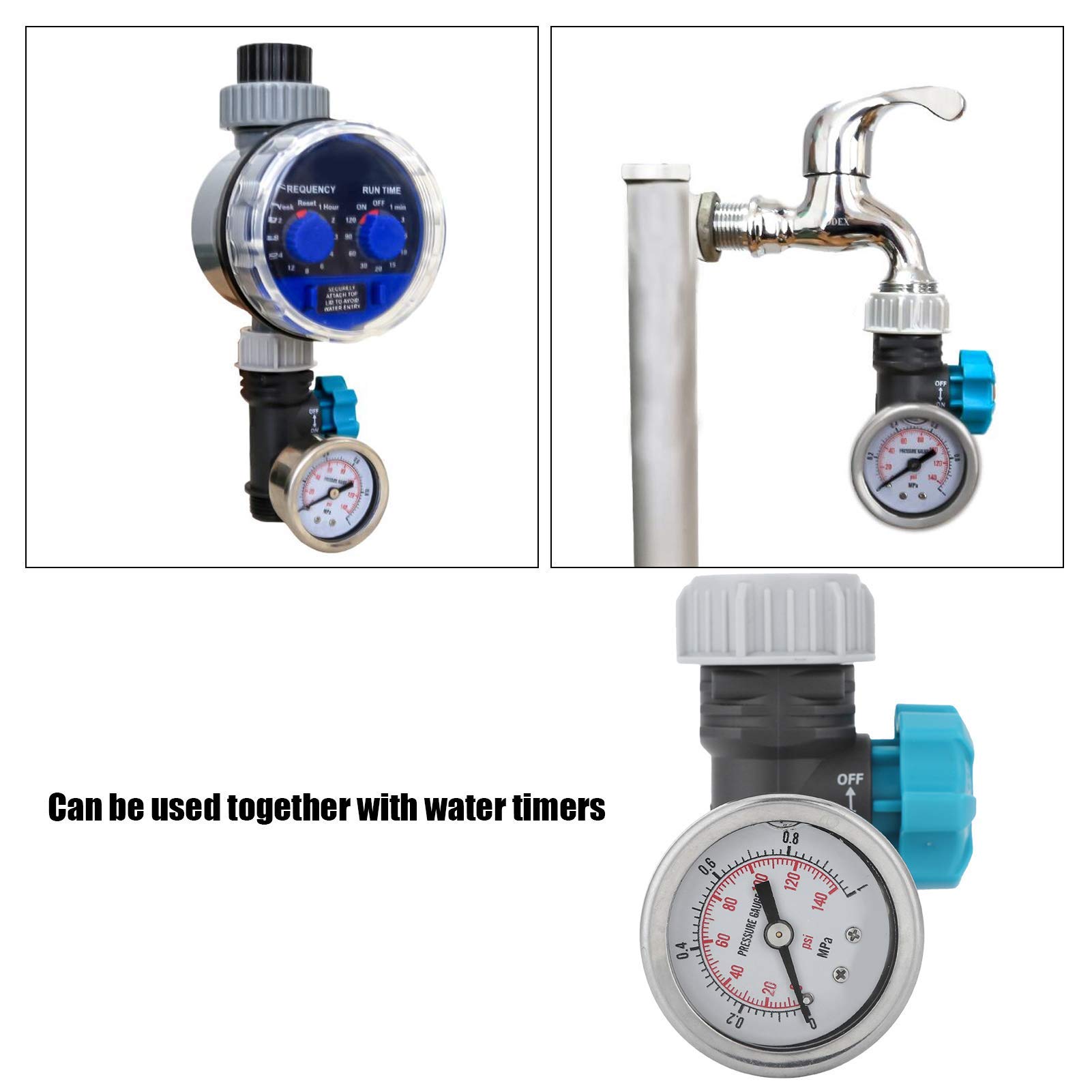 Einstellbares Wasserdruckregelventil G3/4 Zoll mit Manometer für Gartenbewässerung Gewächshaus Bewässerungssteuerung Wasserdruckventil Druckregler