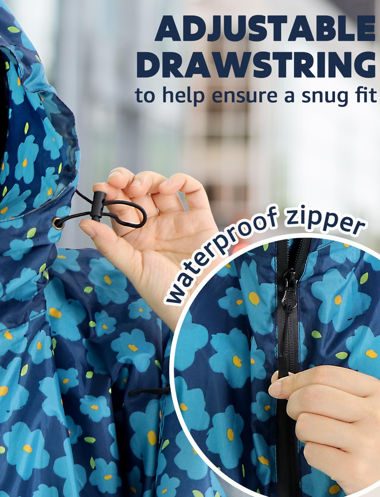 ANYOO Léger Imperméable Respirant Ripstop Poncho avec Capuchon pour Les activités de Plein air