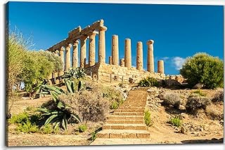 Temple Juno; Valley the Temples Agrigento Canvas Wall Art Decor Paintings Pictures for Bedroom Wall Decor Above Bed Living Room Wall Decoration Bathroom Office Artwork