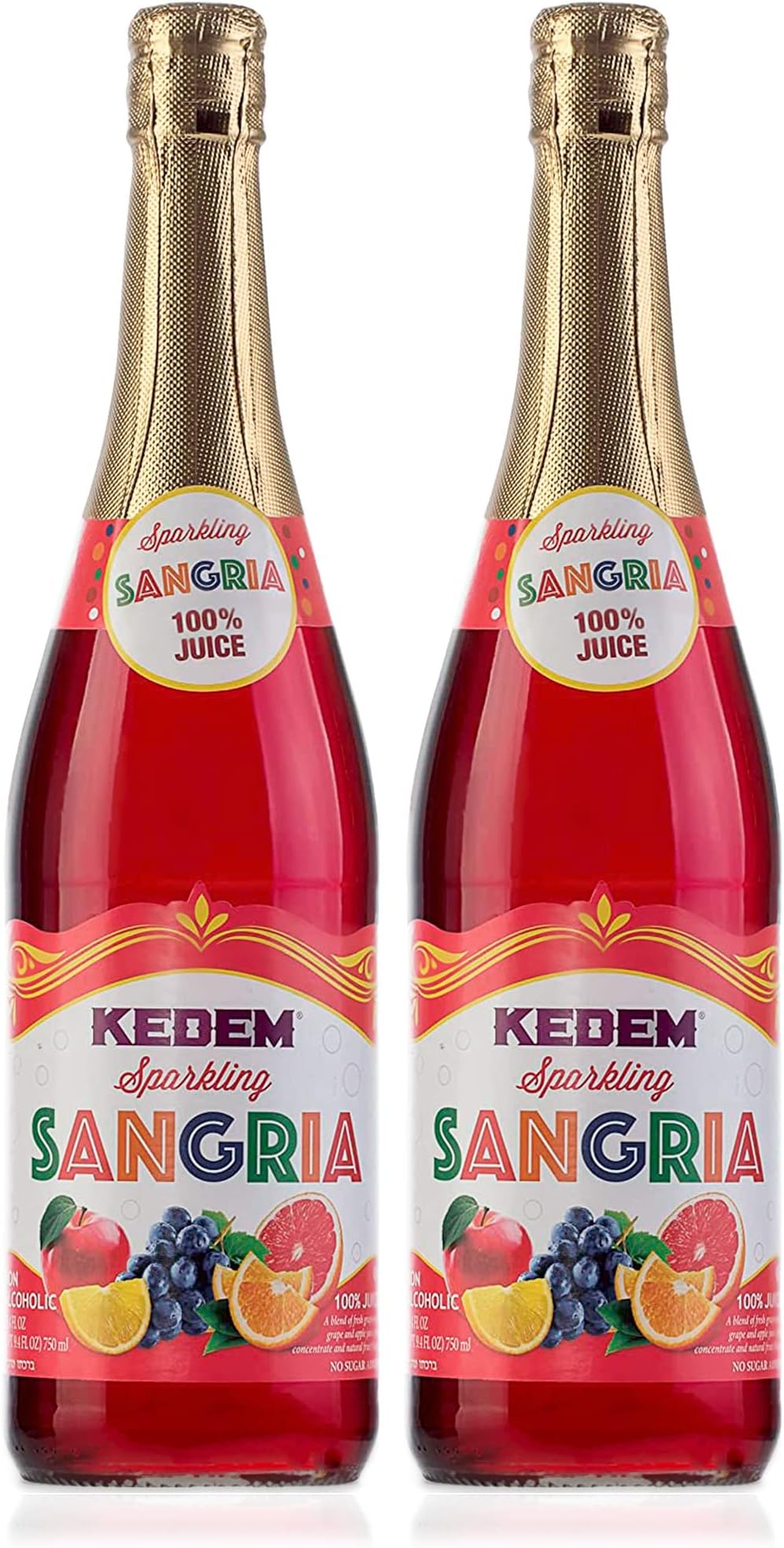Sparkling Sangria, 25.4oz (2 Pack) | Made from 100% Juice, Non Alcoholic, No Added Sugar