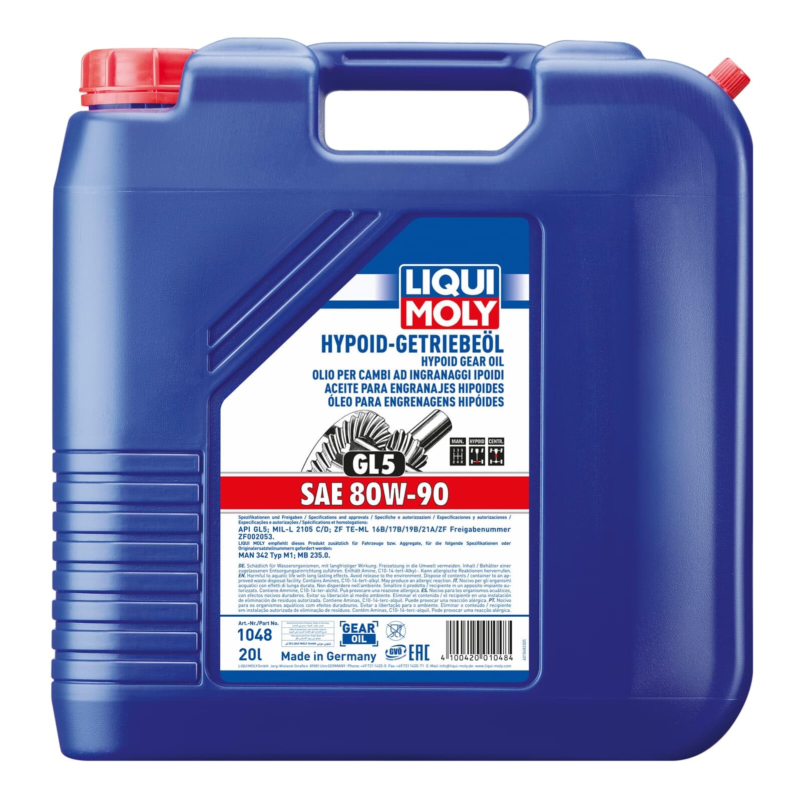 20L Liqui Moly Hypoid Getriebeöl GL-5 SAE 80W-90 Te-ML 235.0 Achsgetriebeöl | 1048, Hypoid-Getriebeöl (GL5) SAE 80W-90
