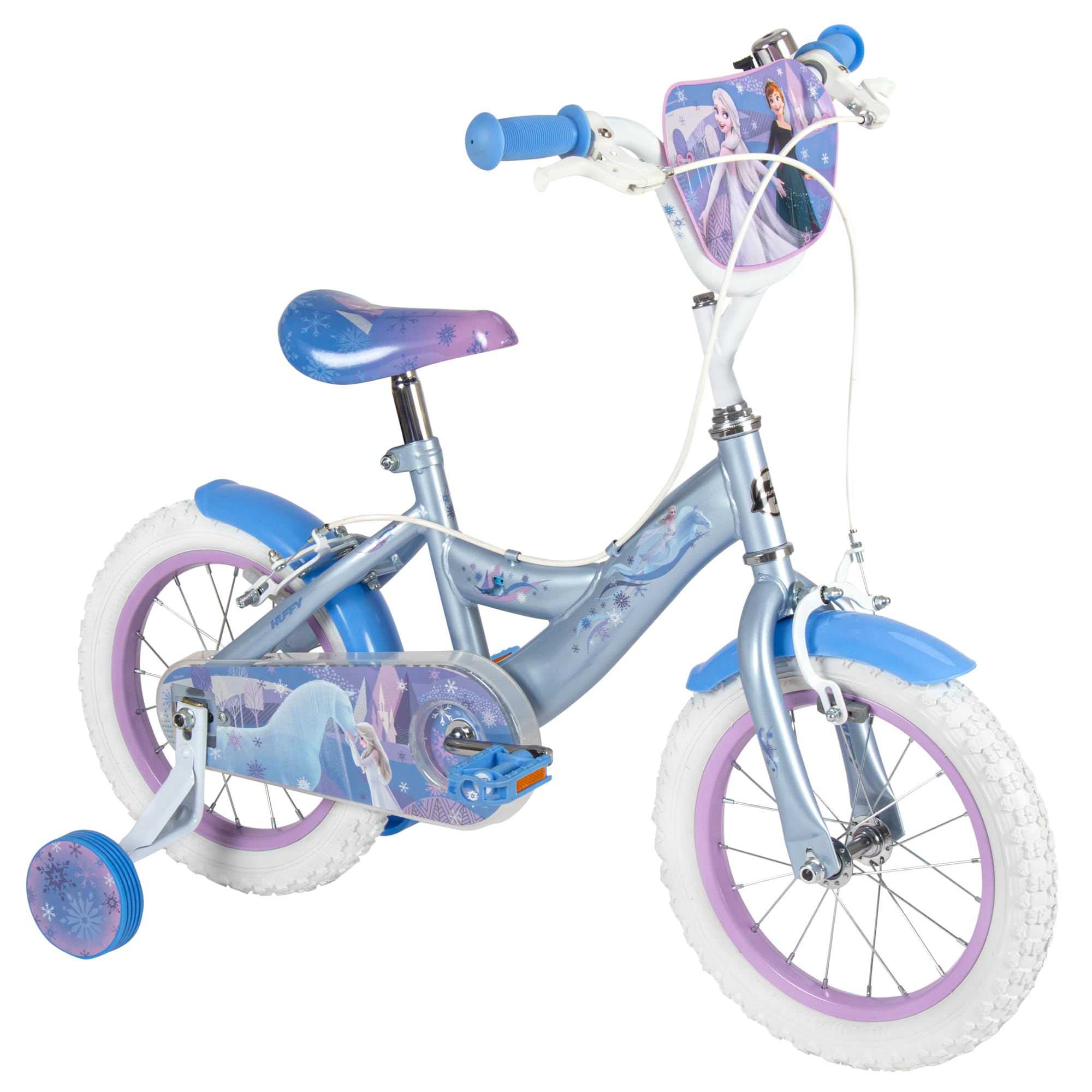 Huffy Disney Frozen, bicicletta per bambini da 12", 14", 16", età 3-9 anni, doppi freni a pinza, stabilizzatori rimovibili, sedile regolabile, blu
