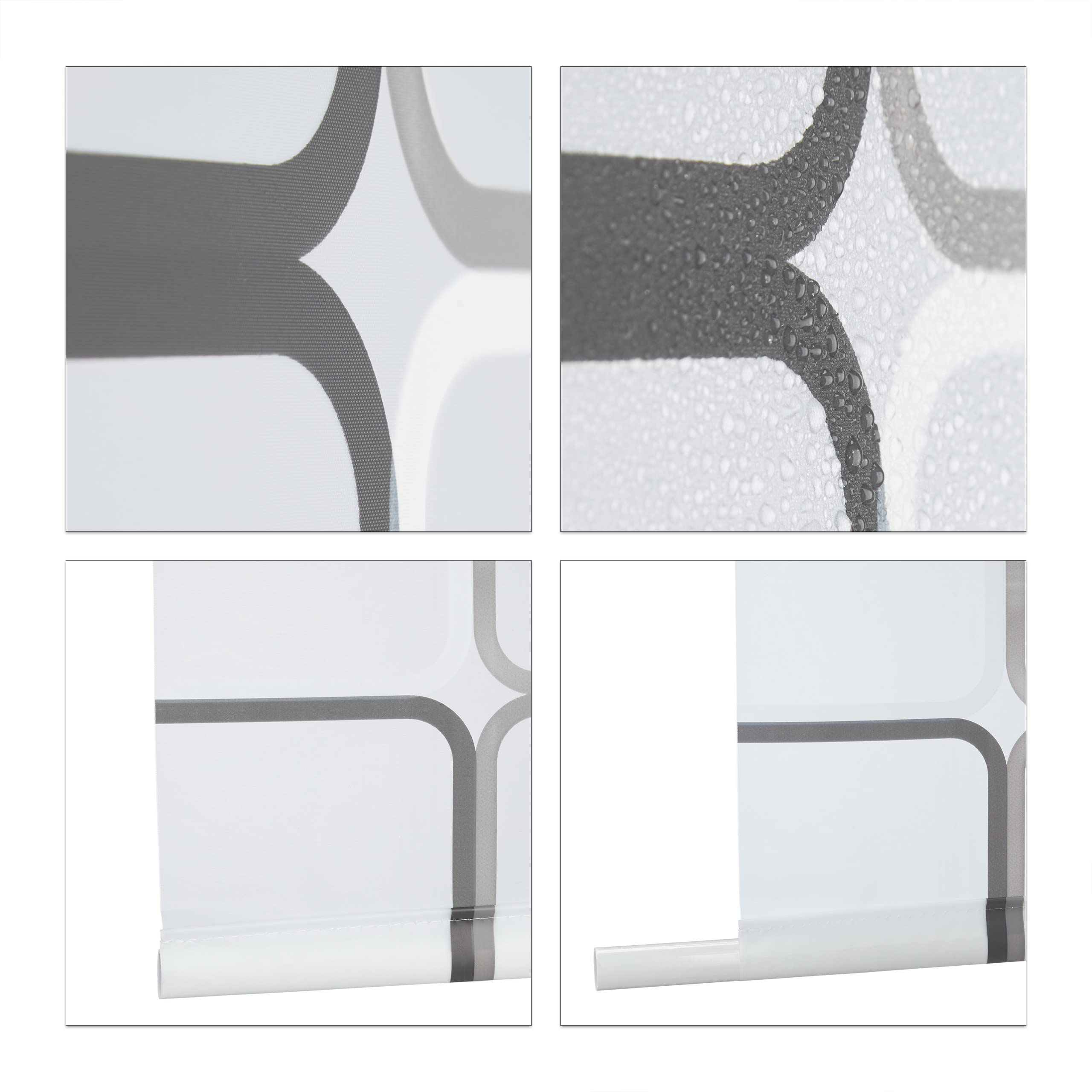 Relaxdays Tenda a Rullo Square, Impermeabile, Vasca & Doccia, Montaggio a Soffitto, 80x240 cm, Semitrasparente