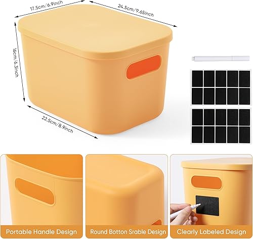 Miniatura 4 de Contenedores de almacenamiento de plástico con tapa, contenedores de almacenamiento apilables para organizar, cestas de almacenamiento decorativas