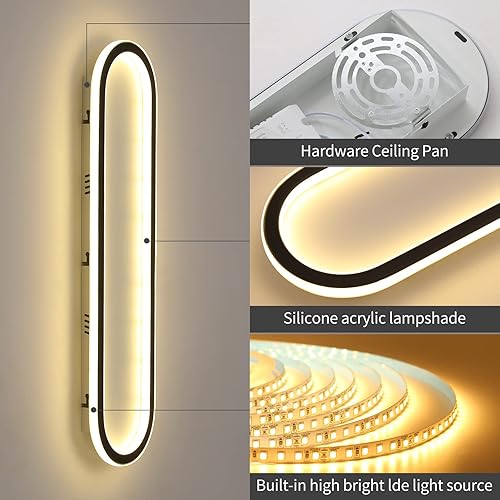 Miniatura 5 de Lámpara de techo de montaje empotrado de 23.6 pulgadas, moderna lámpara de techo LED regulable con control remoto, luces de techo negras para