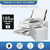 Vista 4 de 31 32XL - Juego de botellas de tinta negra de repuesto compatible con HP 31 32XL, compatible con HP Smart-Tank 7301 7602 5101 7001 6001 5103