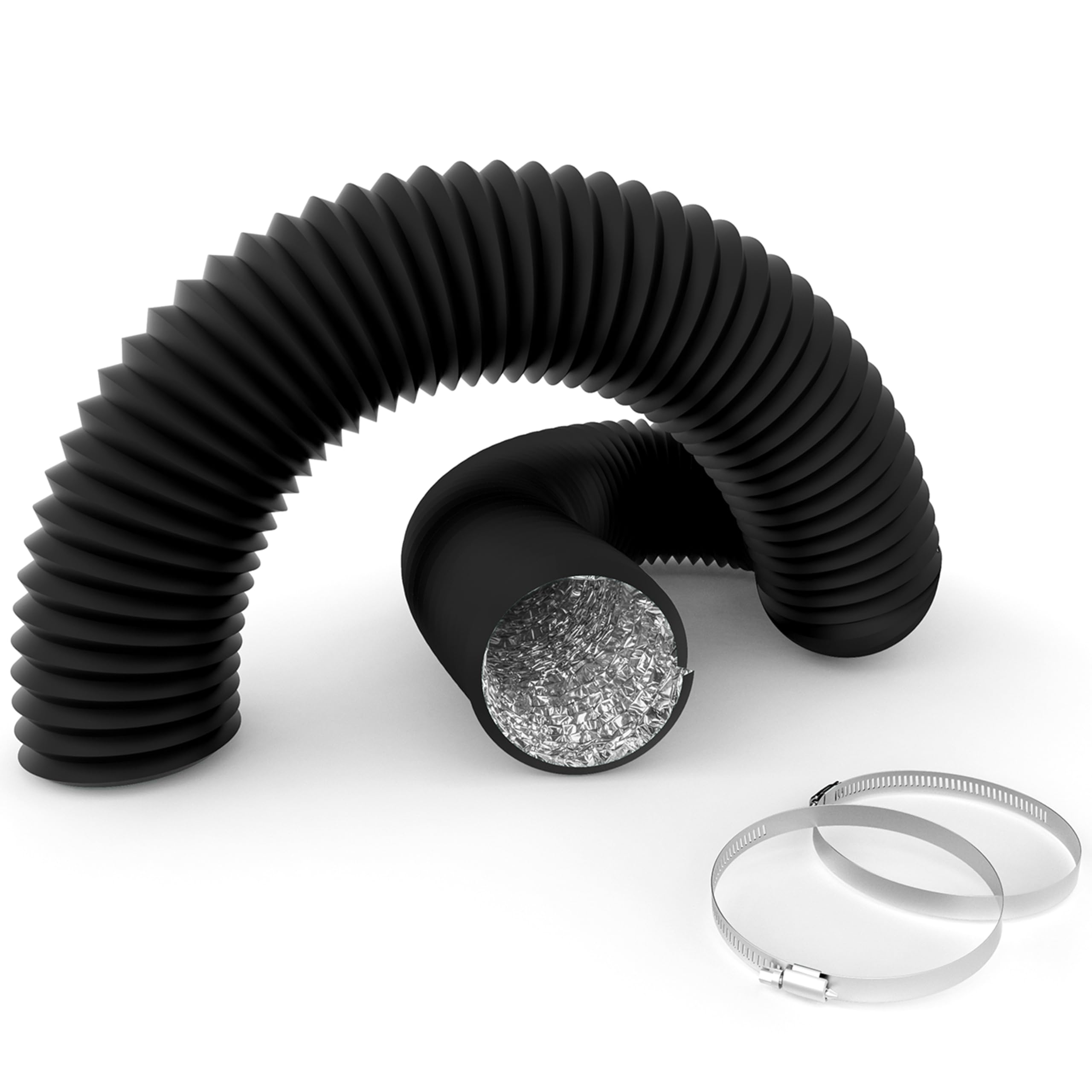 Conduit d'aération flexible noir 102mm gaine alu CVC iPower 2,4m