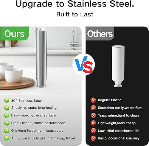 Miniatura 3 de Sellador al vacío de acero inoxidable para alimentos (máquina selladora al vacío de metal + 10 bolsas selladoras al vacío), sellador al vacío