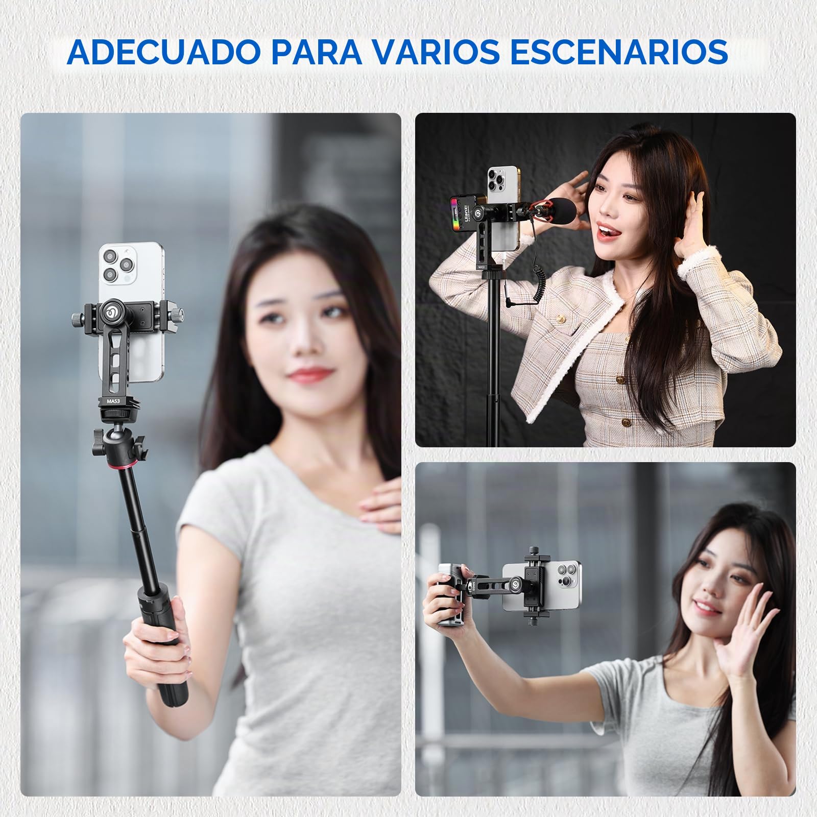 ULANZI MA53 Soporte para Teléfono Móvil Trípode Adaptador con Arca Swiss y Uka, rotación de 360°, Adaptador de Trípode con 1/4"|3/8" Hole para Smartphones Grabación de vídeo Livestreaming