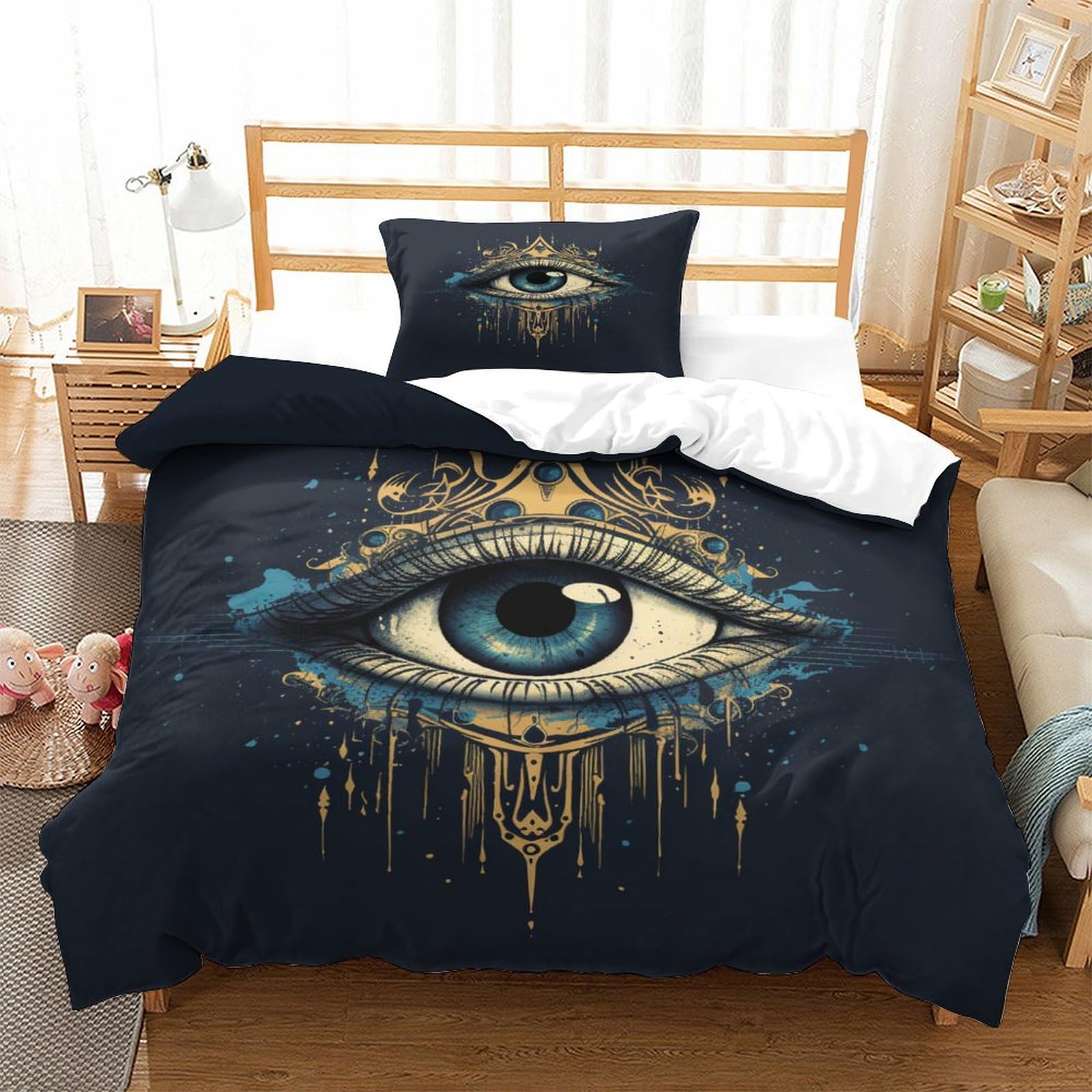 P1S9U7W5Y Mystic 3D Printed Eye Duvet Cover Set 3pcs Microfiber Artistic Bedding Set Single