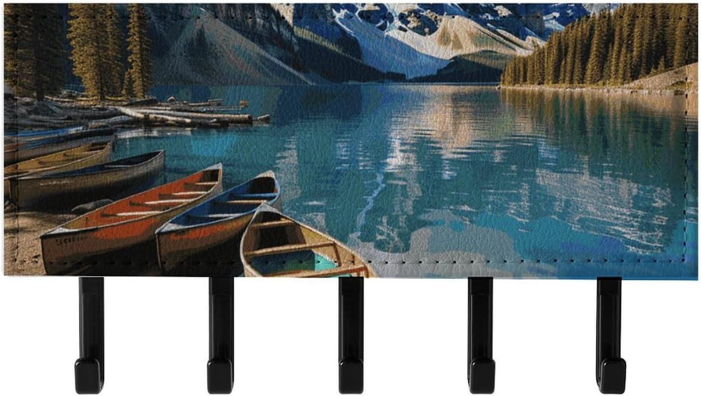 Moraine Lake Canoes Key Holder Wall Mounted, Adhesive Key Rack