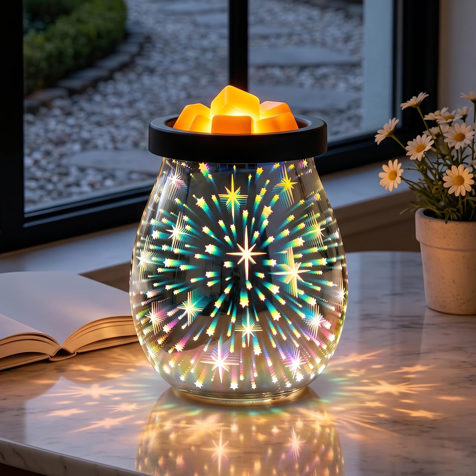 Calentador de cera decorativo para crear un ambiente relajante en el salón