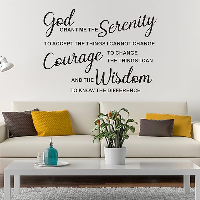 Wall Stickers, Wall Stickers Living Room, Non-Printing, for Kitchen Bathroom Bedrooms and More, Inspirational Quotes Islamic Bible Verse Women Home Vinyl Art Decor, God Grant me The Serenity 19.3"X14"