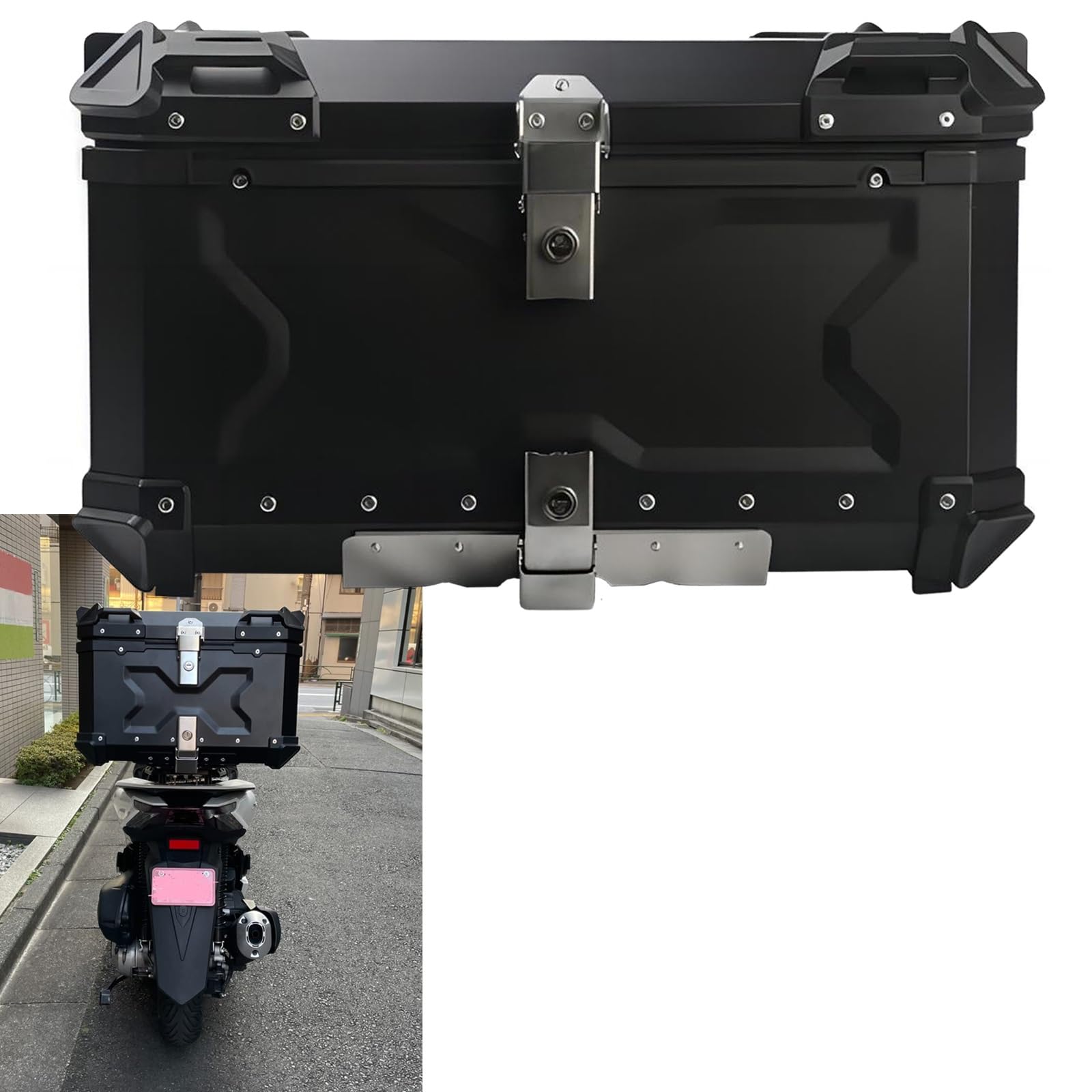 Amazon.co.jp: バイクケース バイク用ボックス 黒 銀 トップボックス 