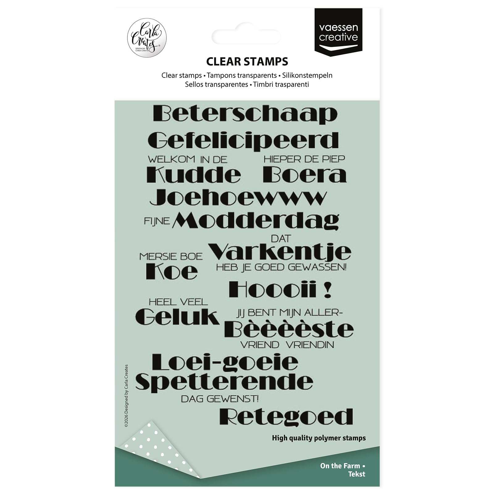Vaessen Creative Clear Stamps 27 Pcs - Farm Texts - Scrapbooking, Stamping and Card Making Supplies for Crafting