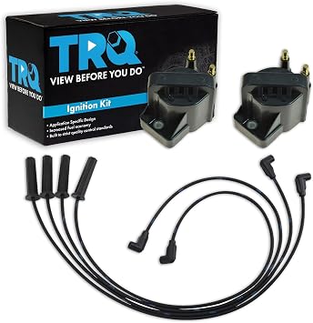 TRQ Ignition Coil & Spark Plug Kit 3 Piece Compatible with 1998-2003 Chevrolet S10 GMC S-15 Sonoma 1998-2000 Isuzu Hombre Only for 2.2L L4