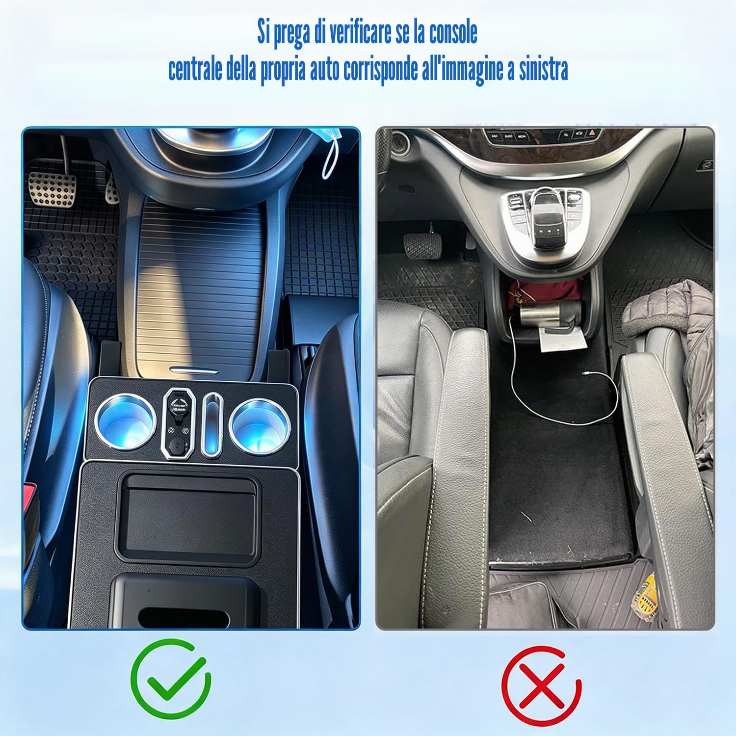 Scatola portaoggetti per braccioli, con luce ambientale a 7 colori e 4 livelli di luminosità, adatta e cassetto del conducente esclusivo per Mercedes-Benz Classe V V220 V260 V250 W447