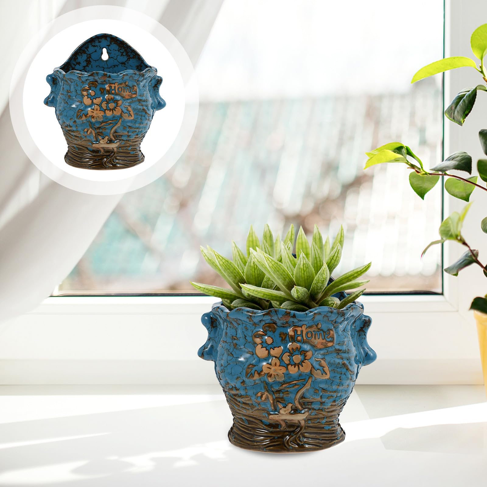 Maceta de Cerámica Colgante en Pared para Suculentas y Bonsái Práctica y Decorativa para Espacios Interiores y Jardines Pequeños