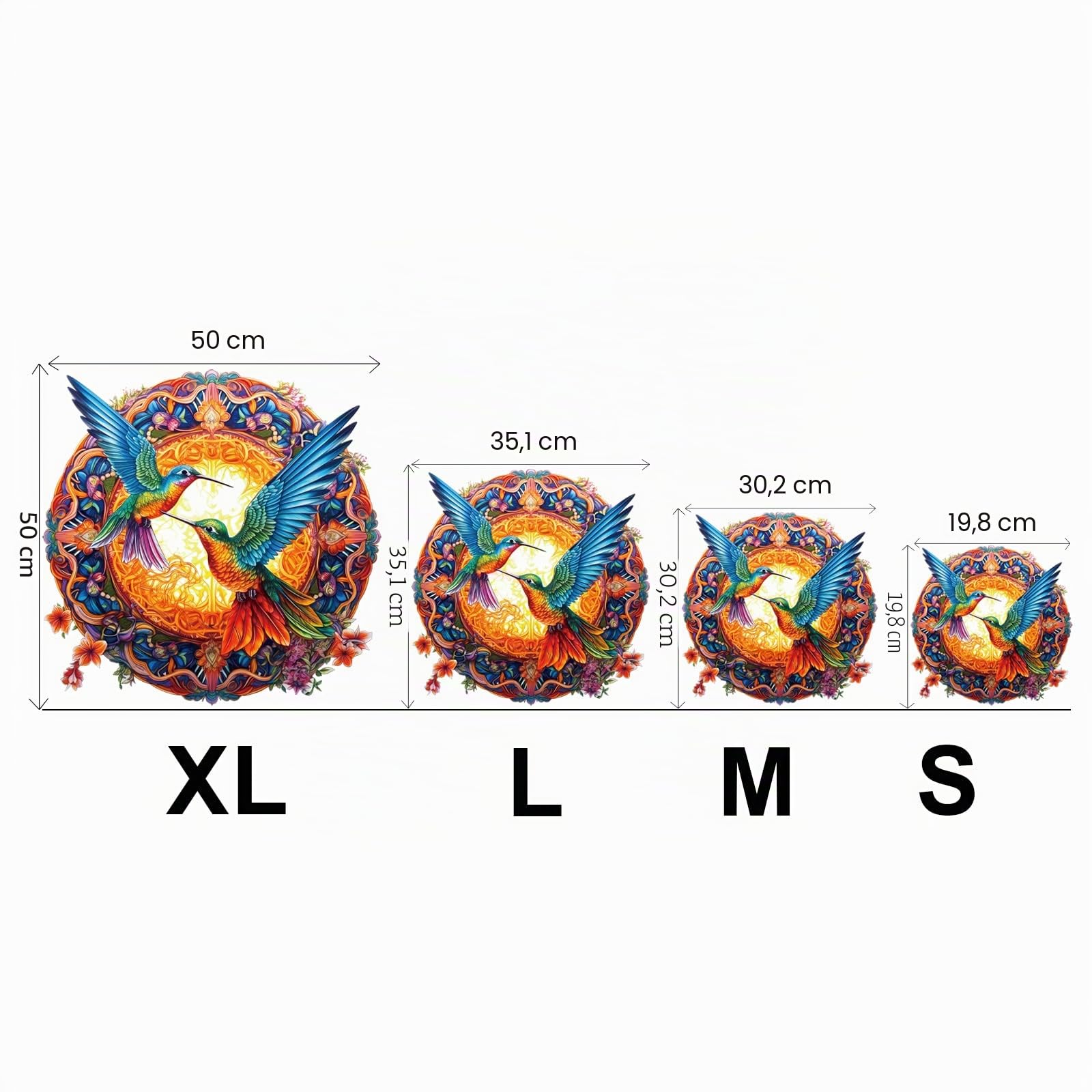 Holzpuzzle Erwachsene 670 Stück,Mandala Hummingbird Holzpuzzle Einzigartige Tierform Puzzleteile, Kolibri Puzzle Holz Erwachsene 14+ mit Geschenkbox aus Holz(XL-19.7 * 19.7in)