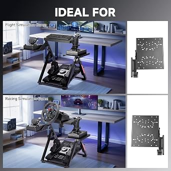 GTPLAYER Flight Racing Simulation Stand Foldable Gaming Stand Compatible with Logitech/Thrustmaster/PXN Gaming Devices Adjustable Stable Simulator Cockpit Stand, Electronic Device Not Included, Black