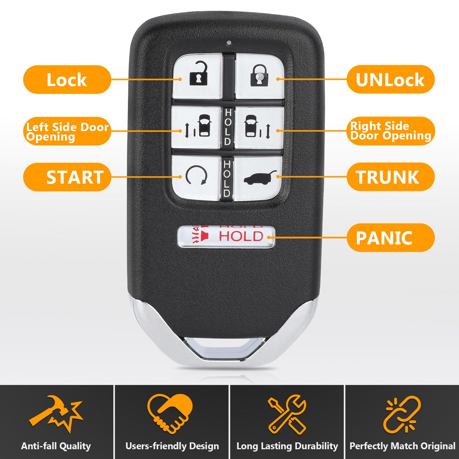 Yewong Smart Proximity Keyless Entry Remote Control Car Key Fob for Honda Odyssey 2018 2019 2020 FCC ID: KR5V2X 72147-THR-A31 433MHz 47 Chip 7Buttons