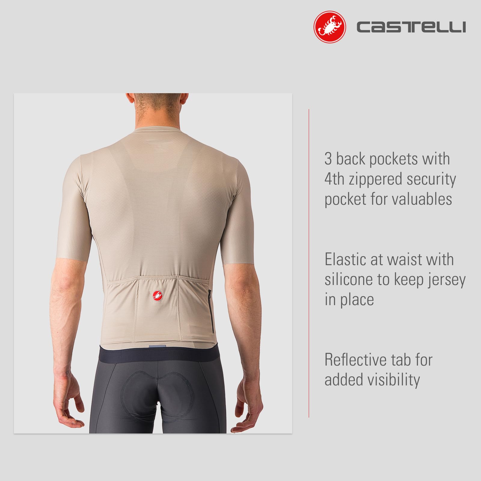 CASTELLI Espresso koszulka techniczna męska, Glina/czarny, XS