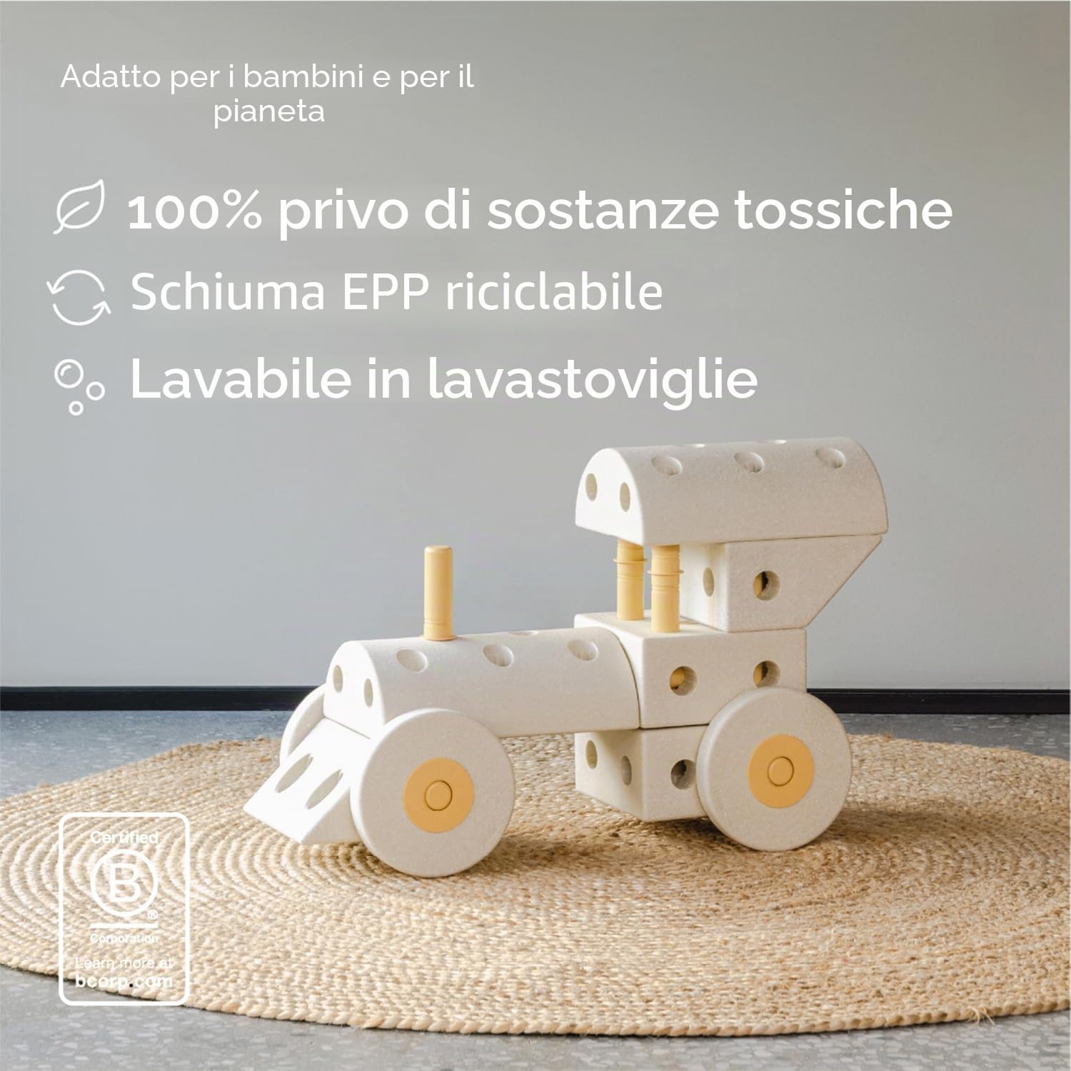Giocattolo Modu. Modello 34 Tlg. Baukasten Starter-Set Modu Playsystem Dreamer von 0-6 Jahre - Sand Grey/Honey Yello